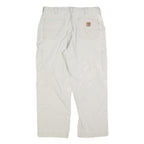 CARHARTT Mens Loose Cotton Blend White Trousers W36 L27 Workwear Zip Closure