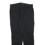 SIKSILK Mens Black Slim Cargo Trousers W30 L27 Cotton Blend Zip Pockets