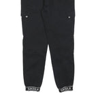SIKSILK Mens Black Slim Cargo Trousers W30 L27 Cotton Blend Zip Pockets