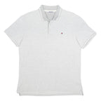 CHAMPION Mens Grey Plain Short Sleeve Polo Shirt L Cotton Blend Casual