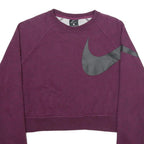 NIKE Womens Maroon Crew Neck XS Cropped Sweatshirt Logo Swoosh Activewear