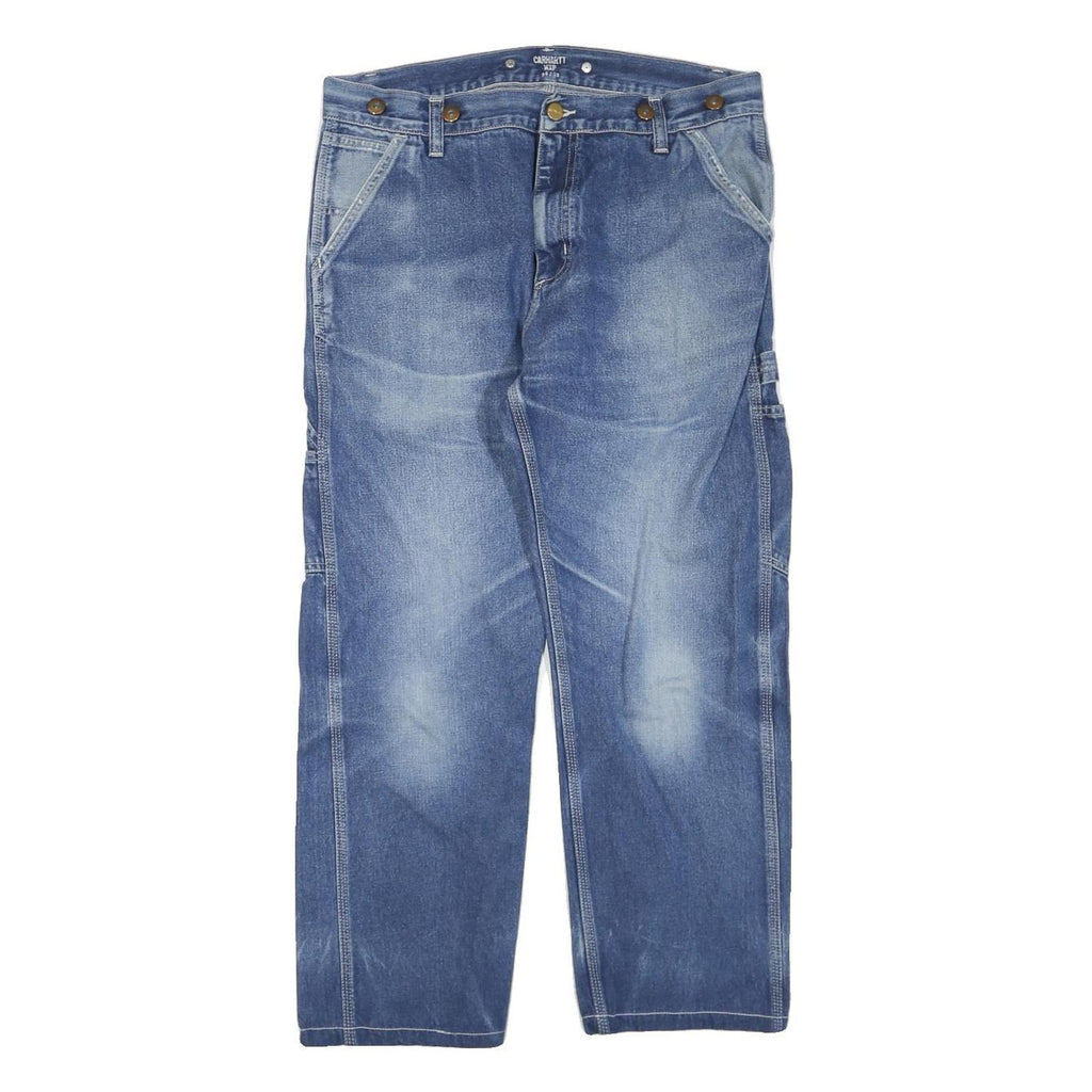 CARHARTT Mens Blue Regular Fit Straight Denim Medium Wash W34 L25 Workwear Jeans