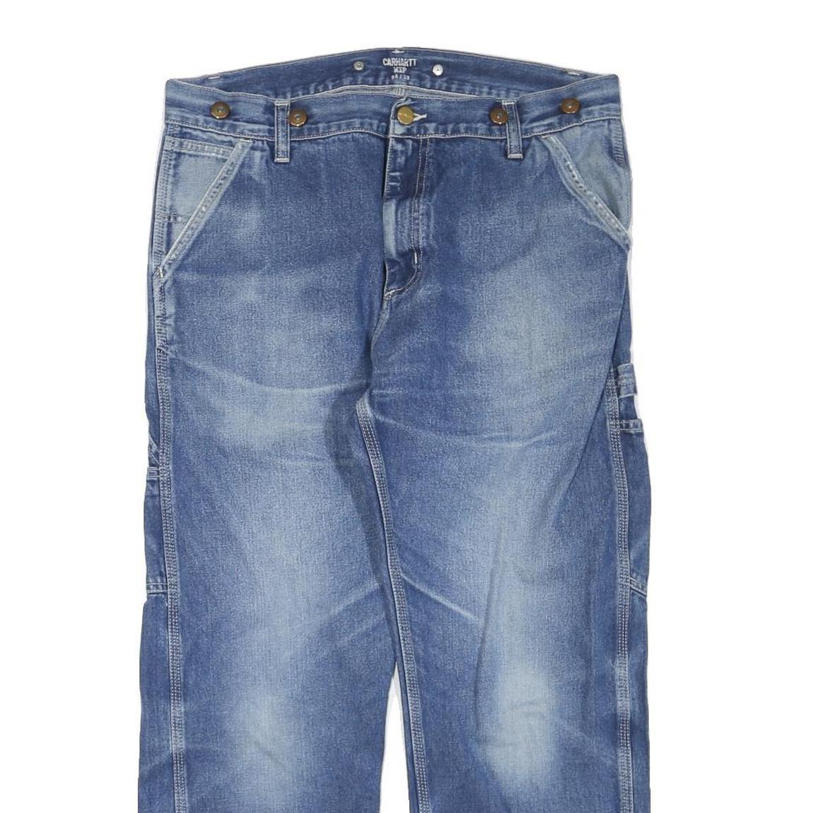 CARHARTT Mens Blue Regular Fit Straight Denim Medium Wash W34 L25 Workwear Jeans