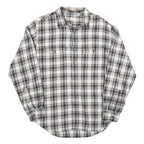 LEVI'S Mens White & Brown Plaid Cotton Blend Shirt M Classic Fit Casual Workwear