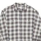 LEVI'S Mens White & Brown Plaid Cotton Blend Shirt M Classic Fit Casual Workwear