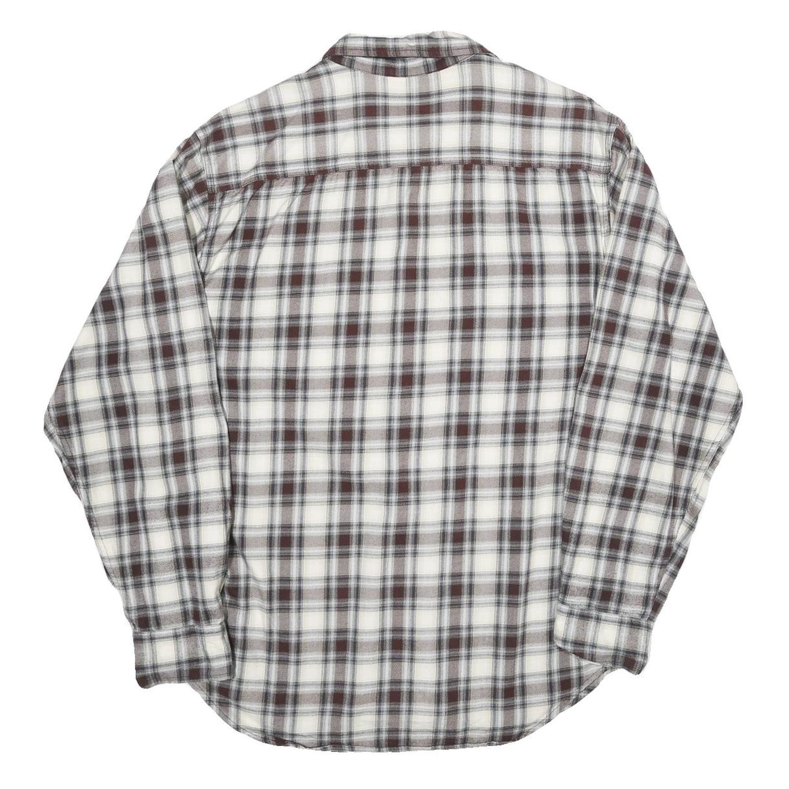 LEVI'S Mens White & Brown Plaid Cotton Blend Shirt M Classic Fit Casual Workwear