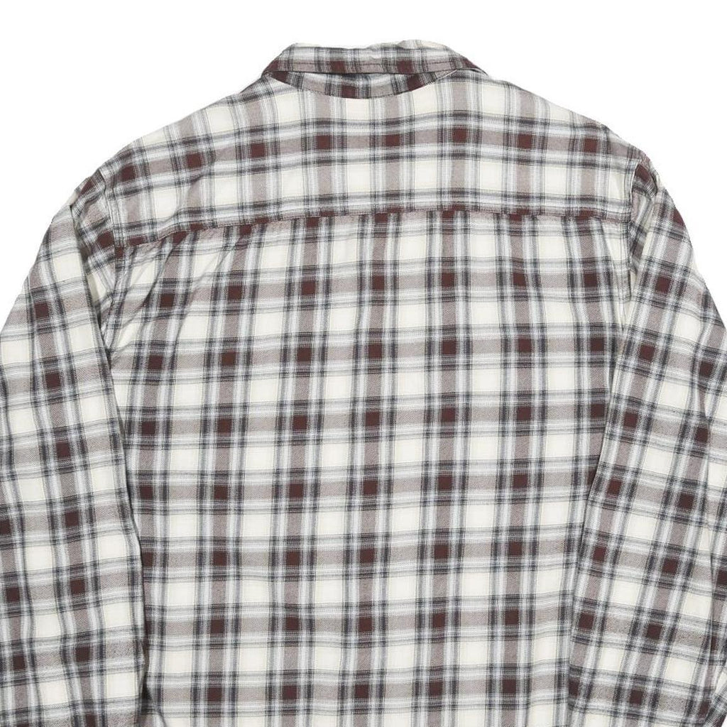 LEVI'S Mens White & Brown Plaid Cotton Blend Shirt M Classic Fit Casual Workwear