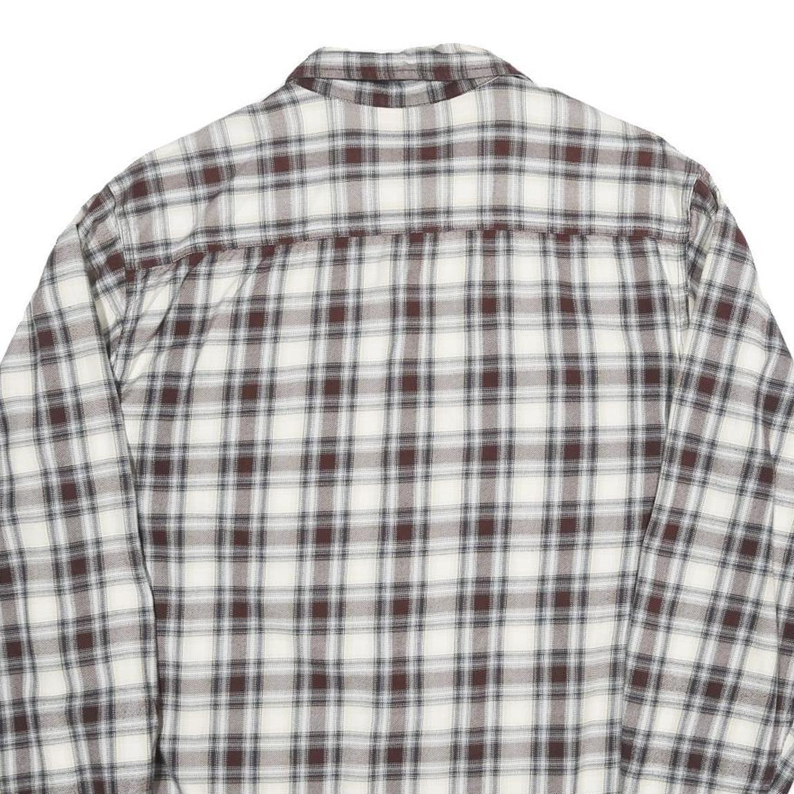 LEVI'S Mens White & Brown Plaid Cotton Blend Shirt M Classic Fit Casual Workwear