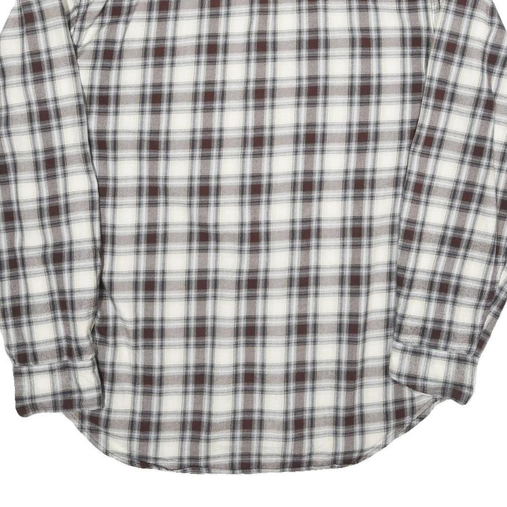 LEVI'S Mens White & Brown Plaid Cotton Blend Shirt M Classic Fit Casual Workwear
