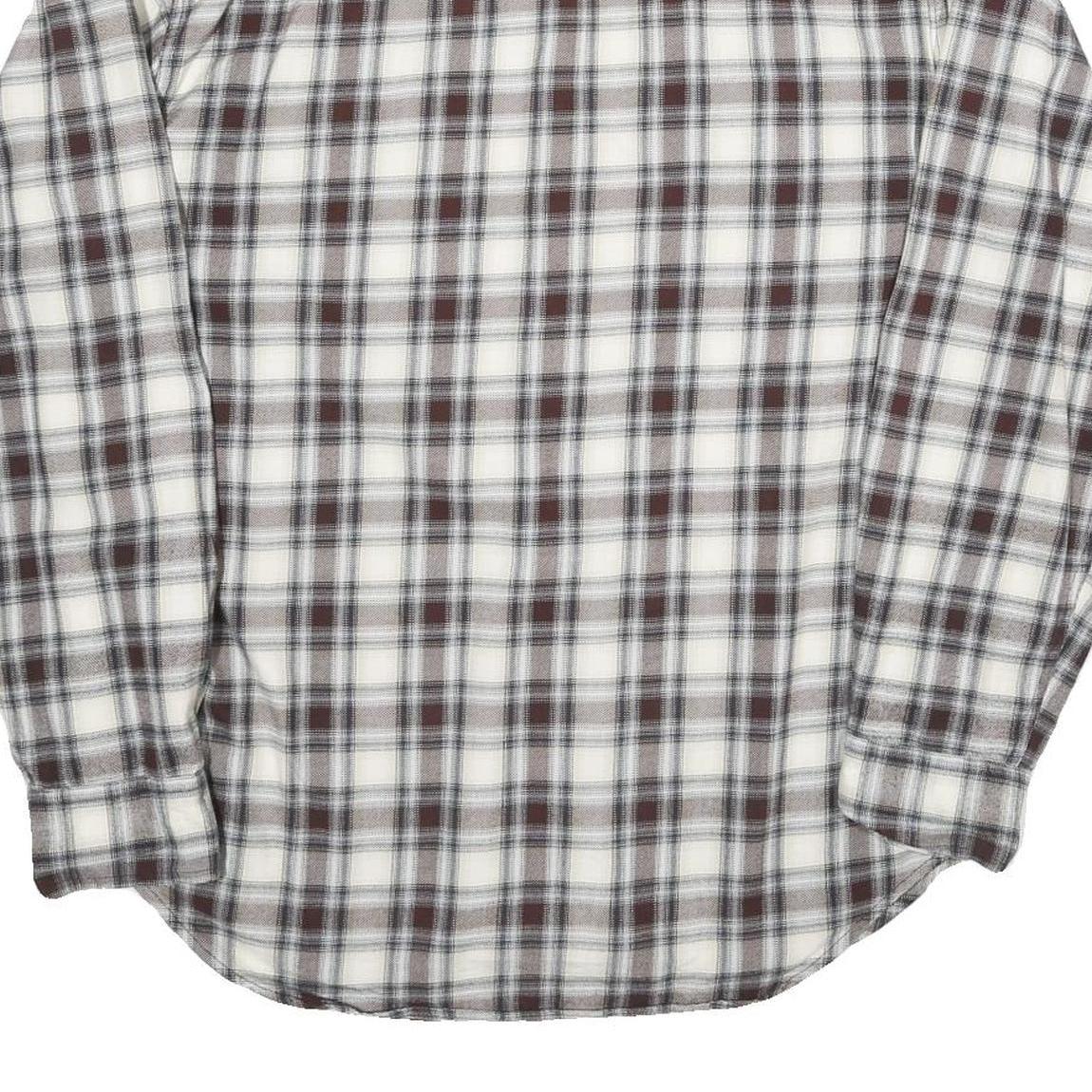 LEVI'S Mens White & Brown Plaid Cotton Blend Shirt M Classic Fit Casual Workwear