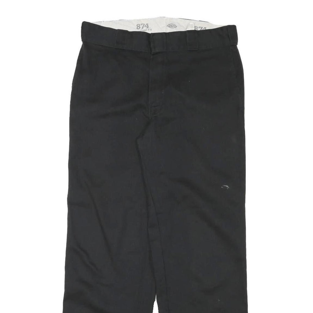 DICKIES Mens Cotton Blend Black Regular Straight Trousers W30 L28 Workwear Zip