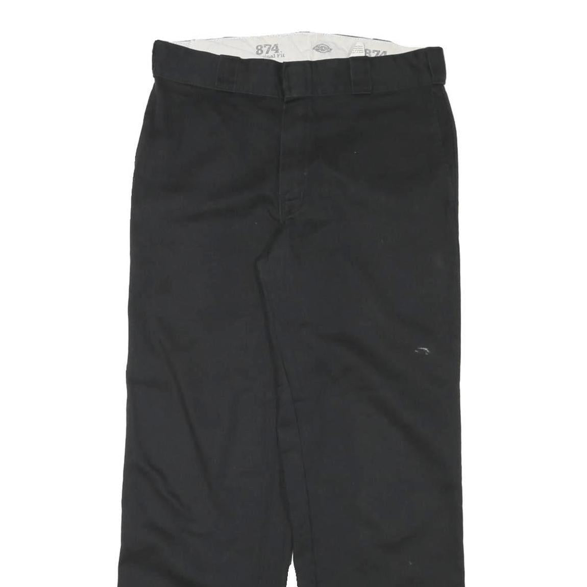 DICKIES Mens Cotton Blend Black Regular Straight Trousers W30 L28 Workwear Zip