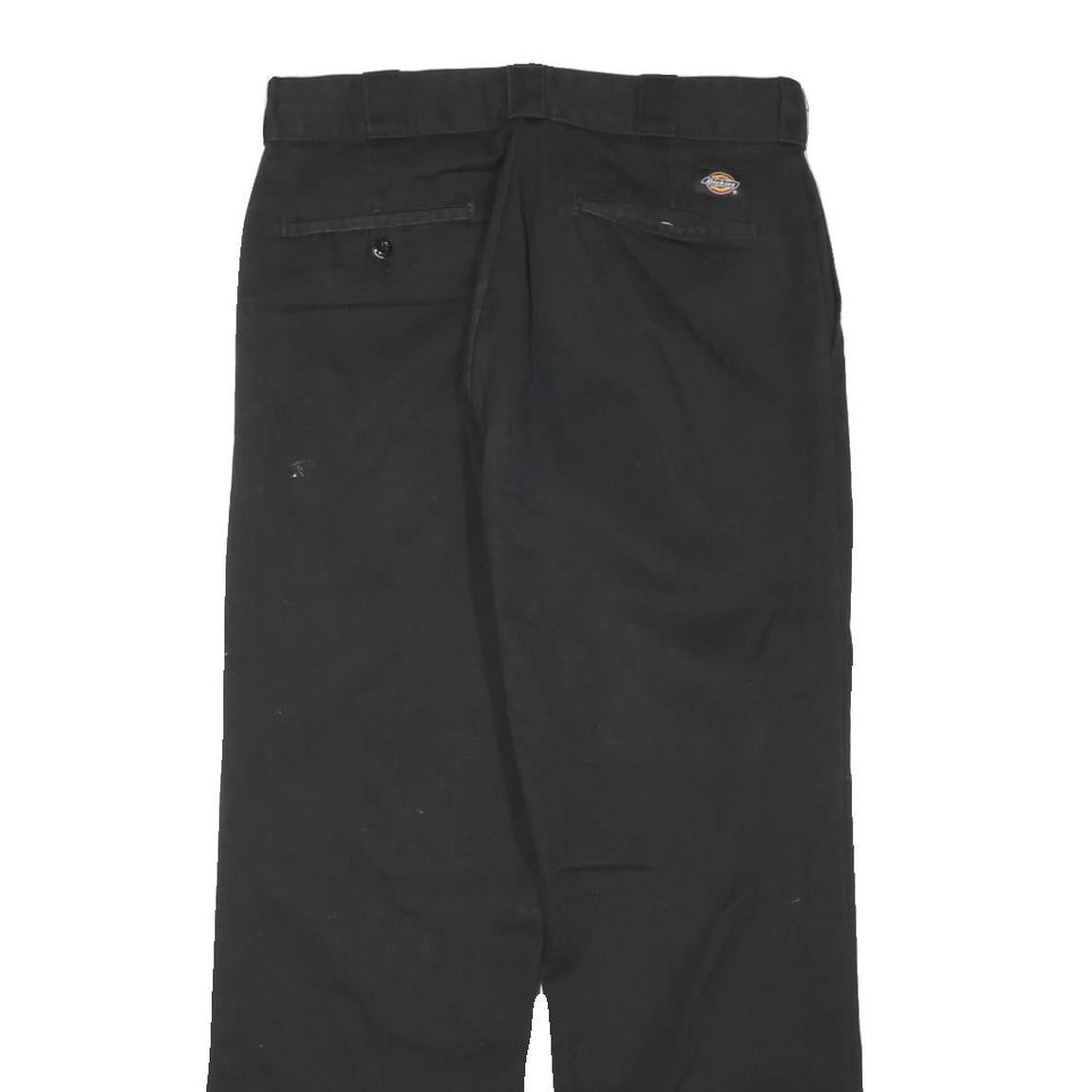 DICKIES Mens Cotton Blend Black Regular Straight Trousers W30 L28 Workwear Zip