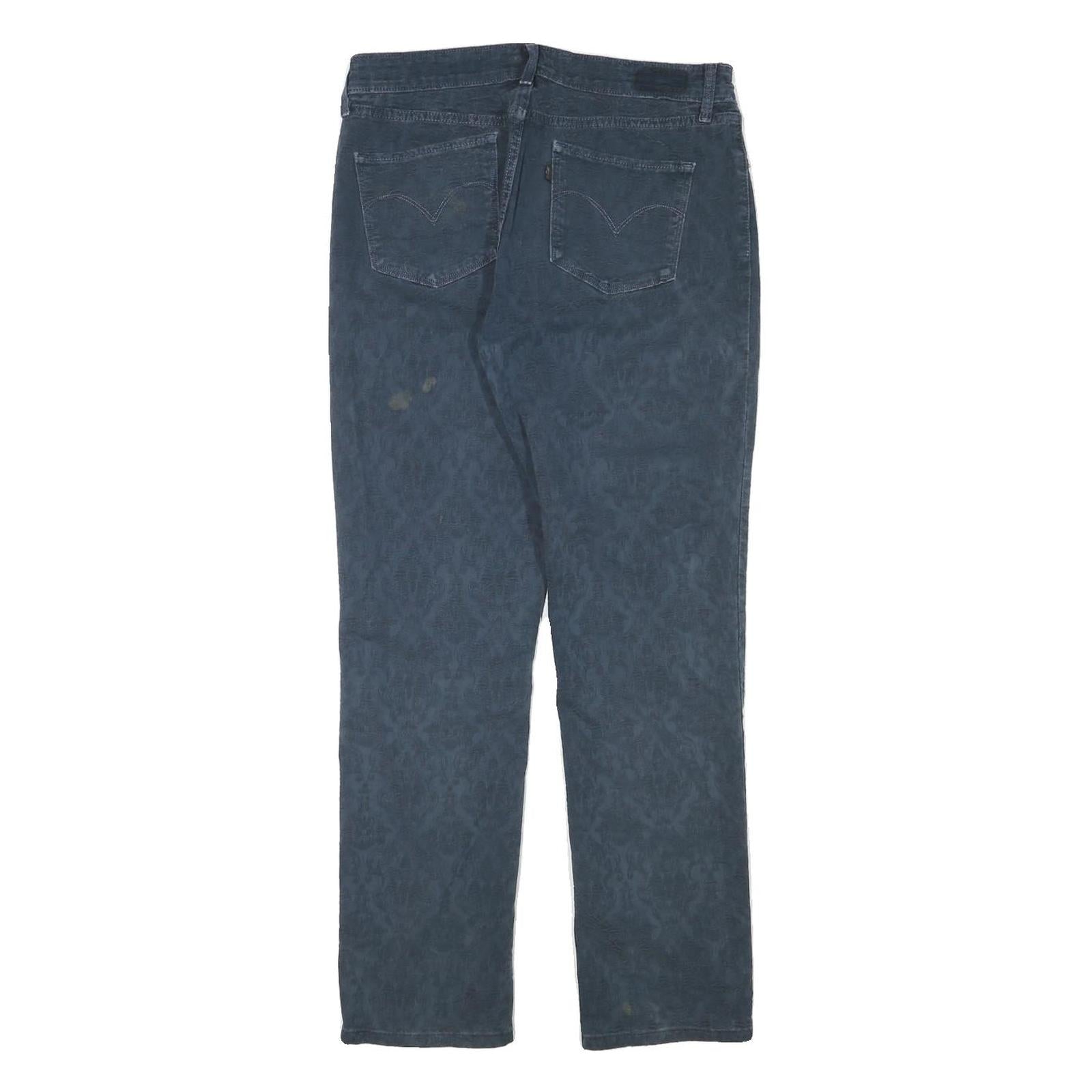 LEVI'S Womens Cotton Blend Blue Slim Straight Trousers W30 L28 Comfortable Zip