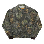 TRAIL CREST Mens Green & Brown Camouflage Cotton Blend Bomber Jacket XL