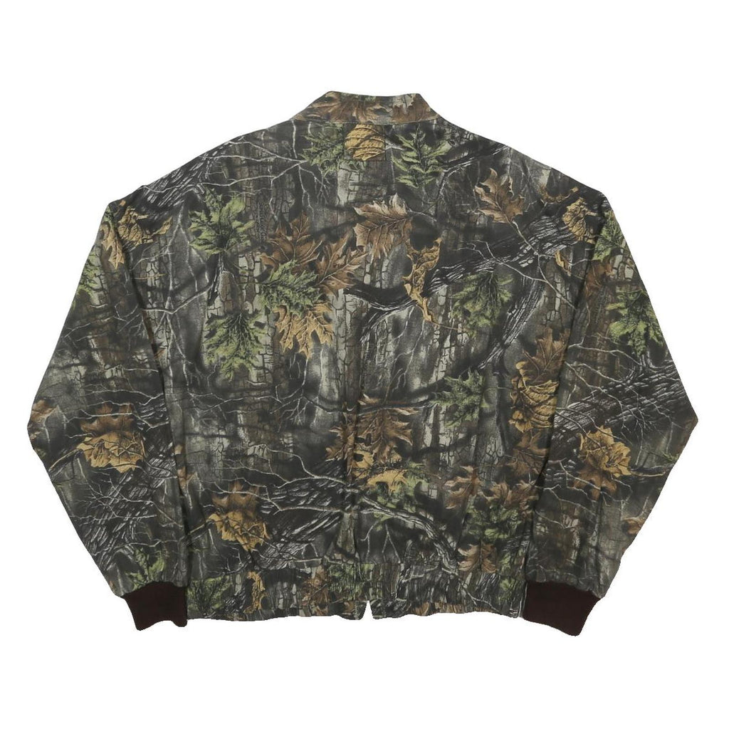 TRAIL CREST Mens Green & Brown Camouflage Cotton Blend Bomber Jacket XL