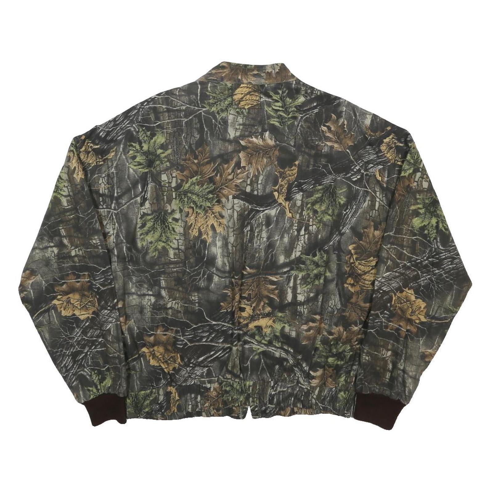 TRAIL CREST Mens Green & Brown Camouflage Cotton Blend Bomber Jacket XL