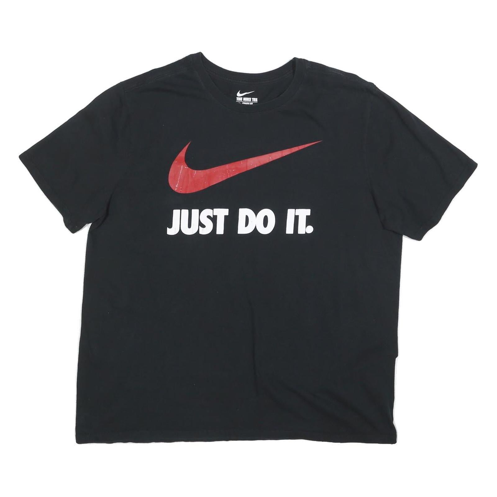 NIKE Womens Black Red Just Do It Graphic T-Shirt XL Short Sleeve Crew Neck