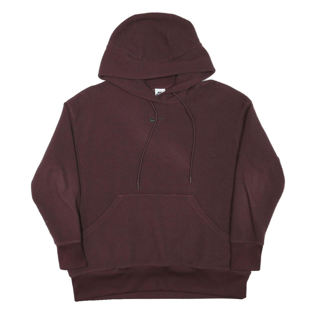 NIKE Womens Maroon Pullover Hoodie L Casual Drawstring Sweatshirt