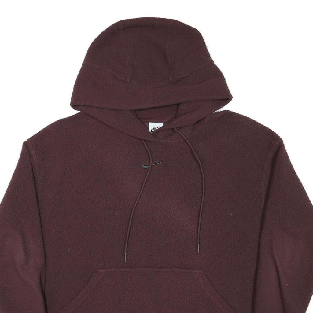 NIKE Womens Maroon Pullover Hoodie L Casual Drawstring Sweatshirt