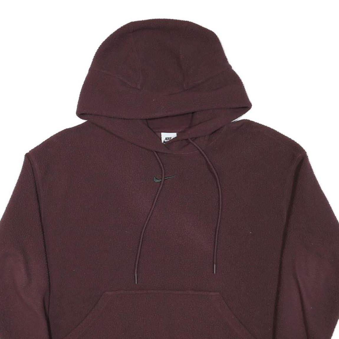 NIKE Womens Maroon Pullover Hoodie L Casual Drawstring Sweatshirt