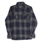 JACHS Mens Blue & Grey Check Shirt M Cotton Casual Button Long Sleeve