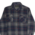 JACHS Mens Blue & Grey Check Shirt M Cotton Casual Button Long Sleeve