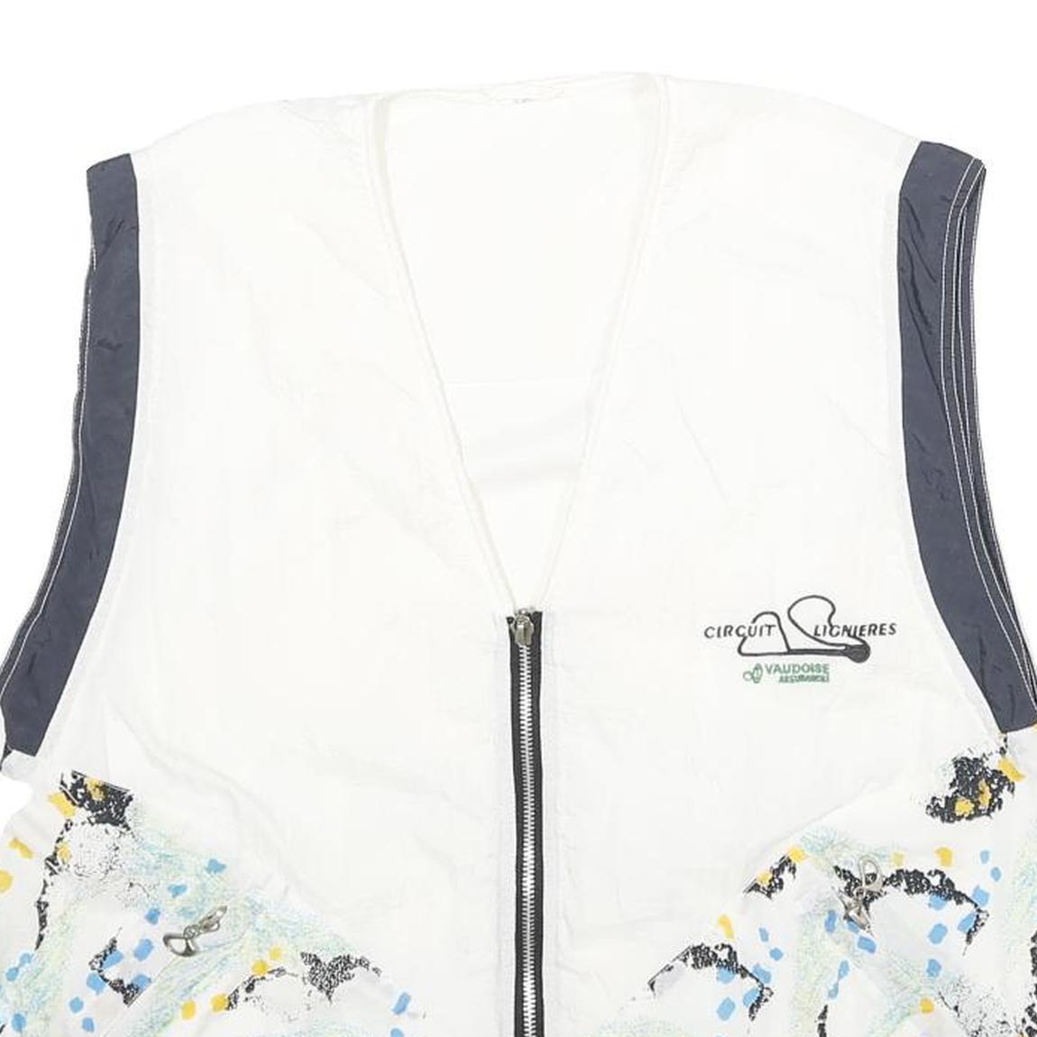 Womens White & Navy Printed Zip Jacket M Polyamide Casual Patterned Lightweight