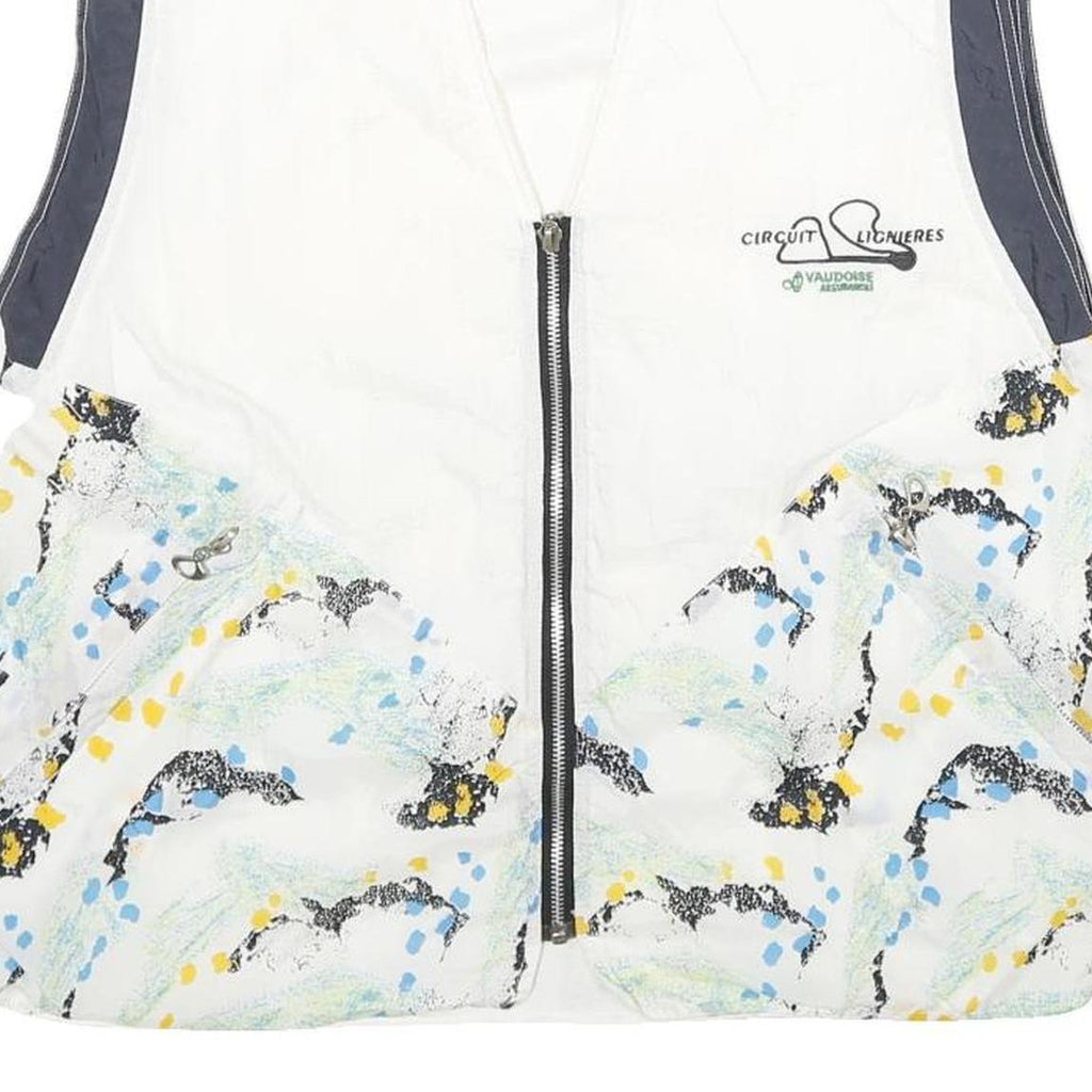 Womens White & Navy Printed Zip Jacket M Polyamide Casual Patterned Lightweight