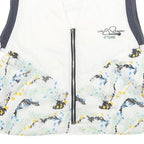 Womens White & Navy Printed Zip Jacket M Polyamide Casual Patterned Lightweight