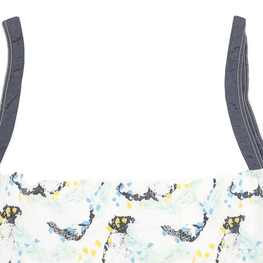 Womens White & Navy Printed Zip Jacket M Polyamide Casual Patterned Lightweight