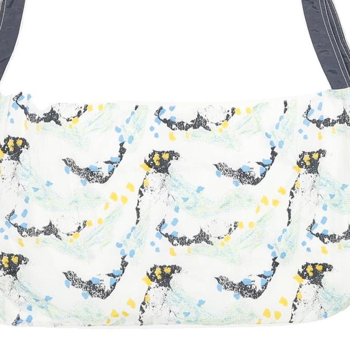 Womens White & Navy Printed Zip Jacket M Polyamide Casual Patterned Lightweight