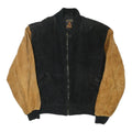PHASE EIGHT Mens Black & Brown Leather Bomber Jacket L Suede Zip Closure