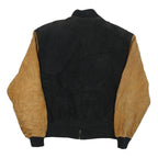 PHASE EIGHT Mens Black & Brown Leather Bomber Jacket L Suede Zip Closure