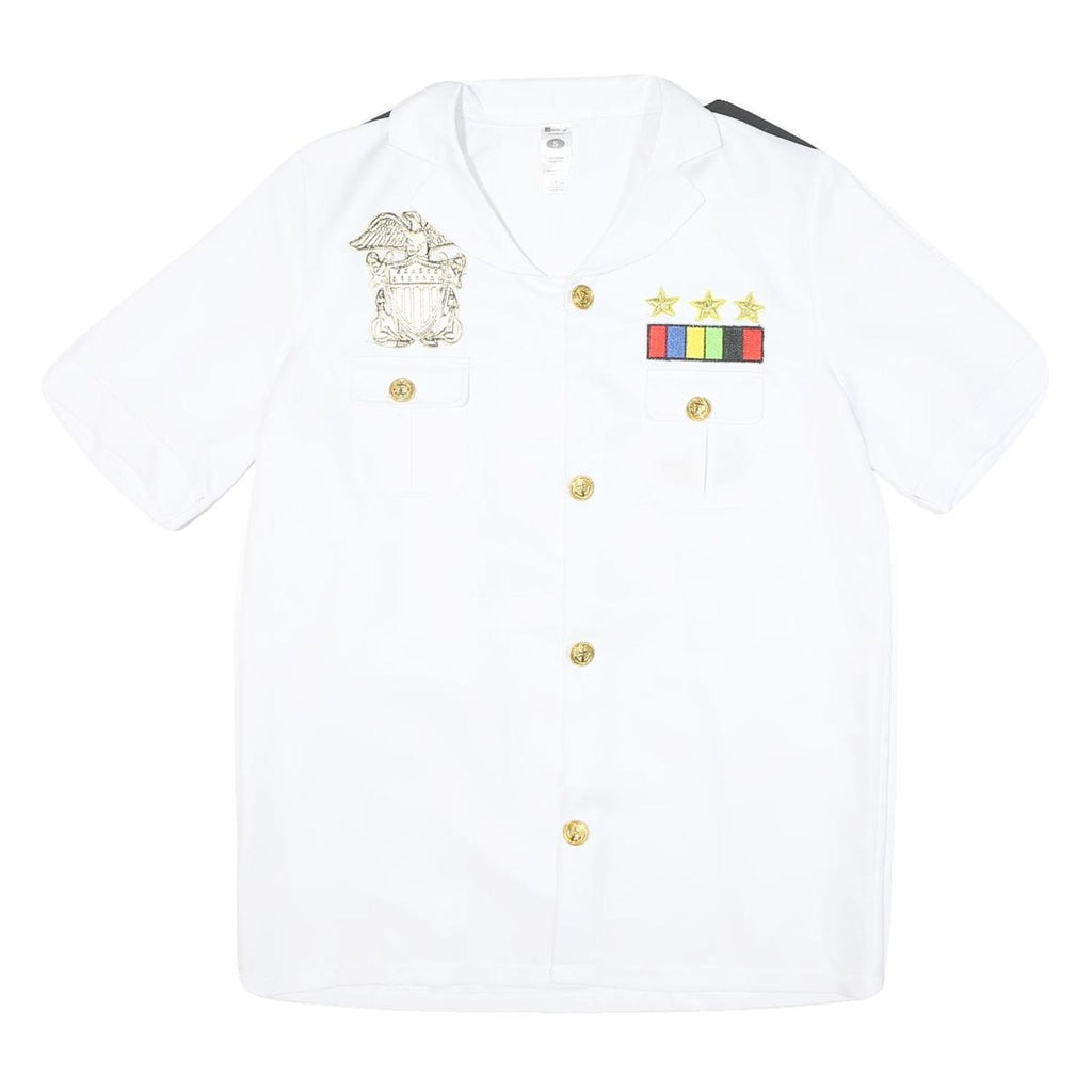 SMIFFY'S Mens White Military Style Shirt S Novelty Costume Gold Buttons