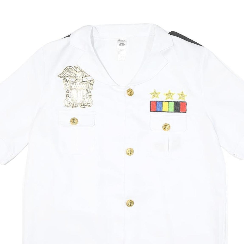 SMIFFY'S Mens White Military Style Shirt S Novelty Costume Gold Buttons