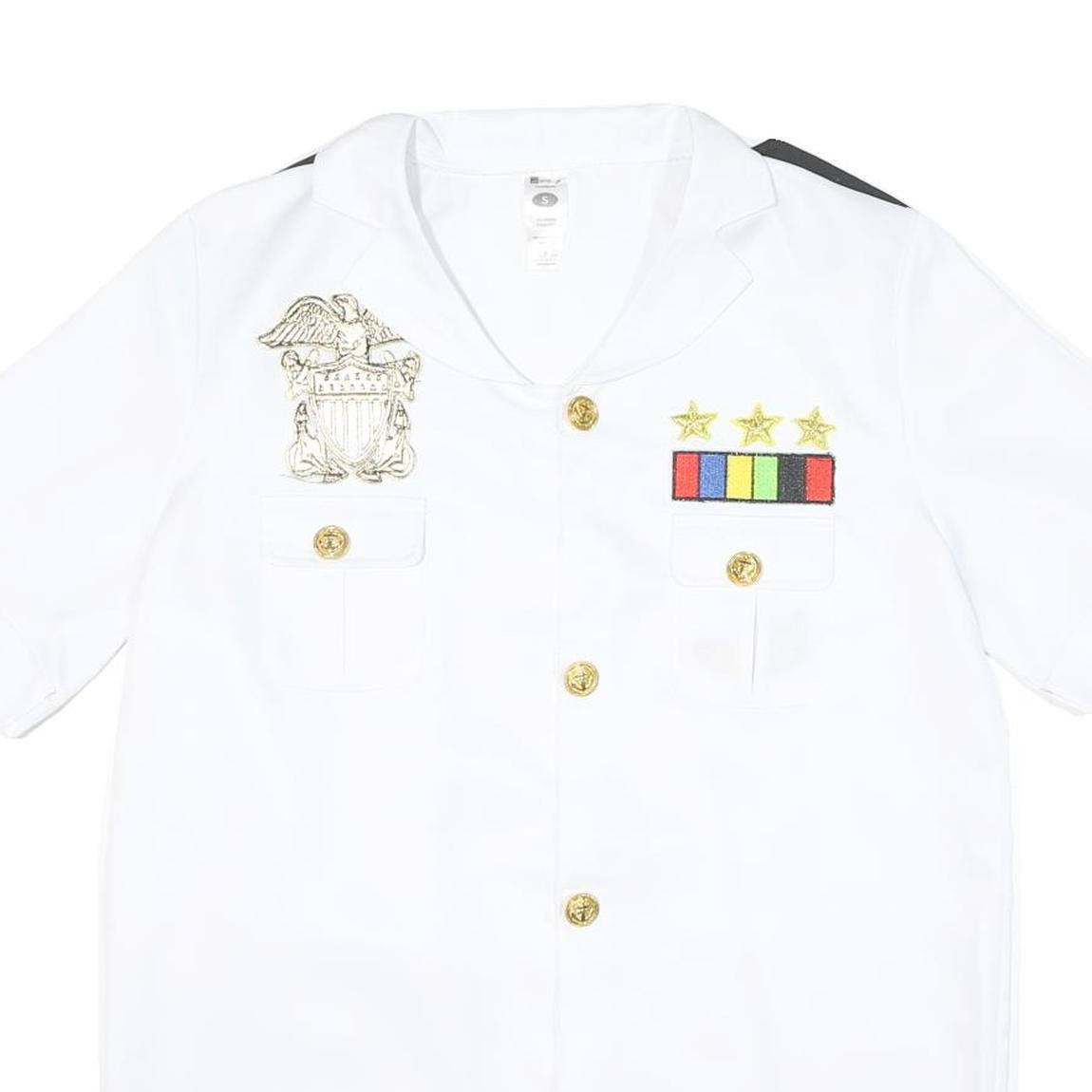 SMIFFY'S Mens White Military Style Shirt S Novelty Costume Gold Buttons