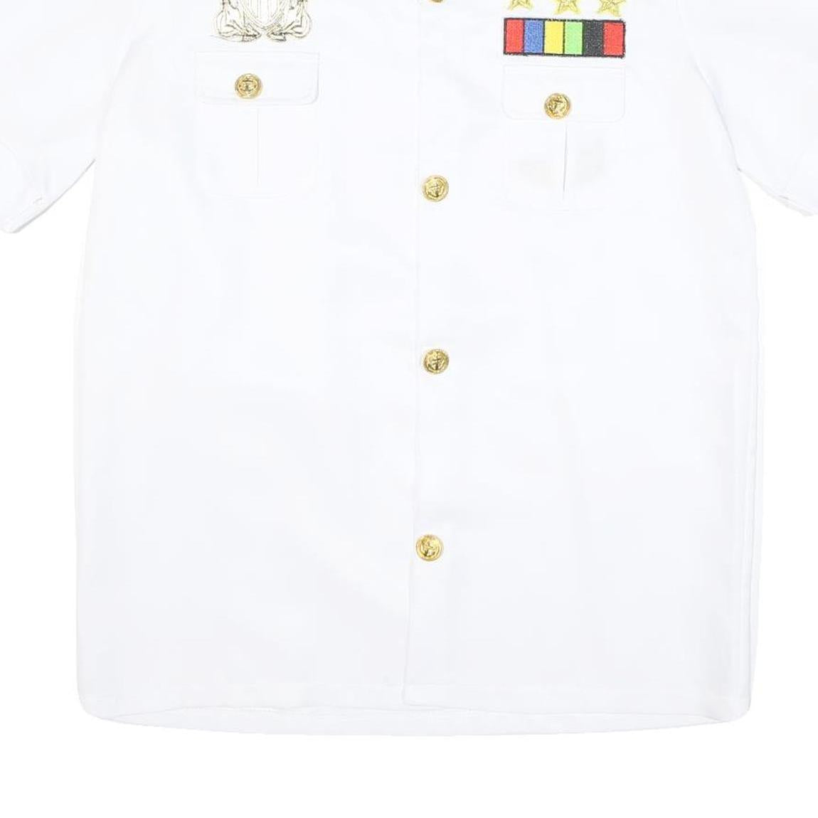 SMIFFY'S Mens White Military Style Shirt S Novelty Costume Gold Buttons
