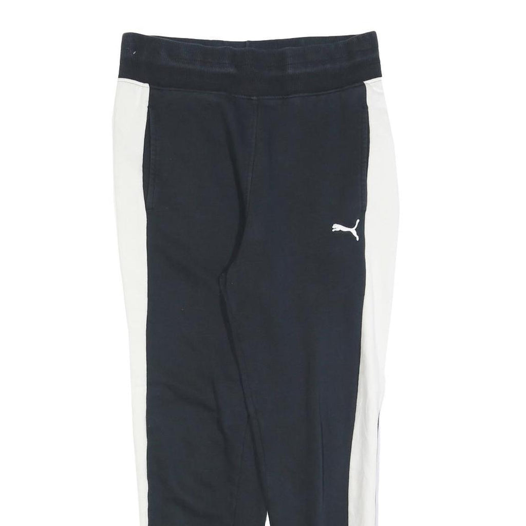 PUMA Womens Joggers Black & White Slim Tapered S W28 L25 Cotton Blend Casual