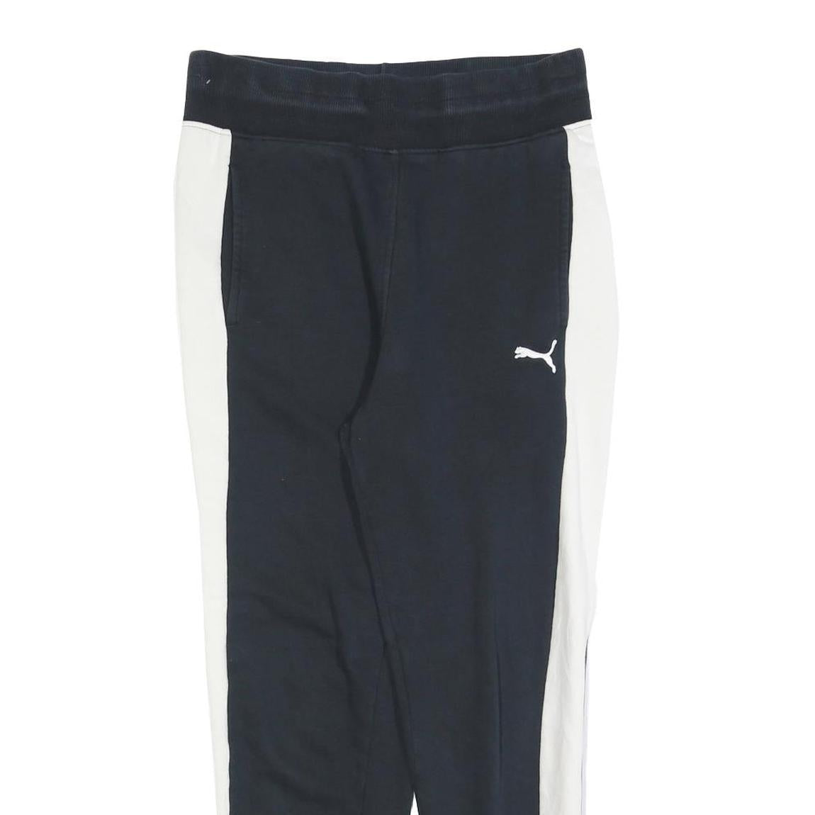 PUMA Womens Joggers Black & White Slim Tapered S W28 L25 Cotton Blend Casual