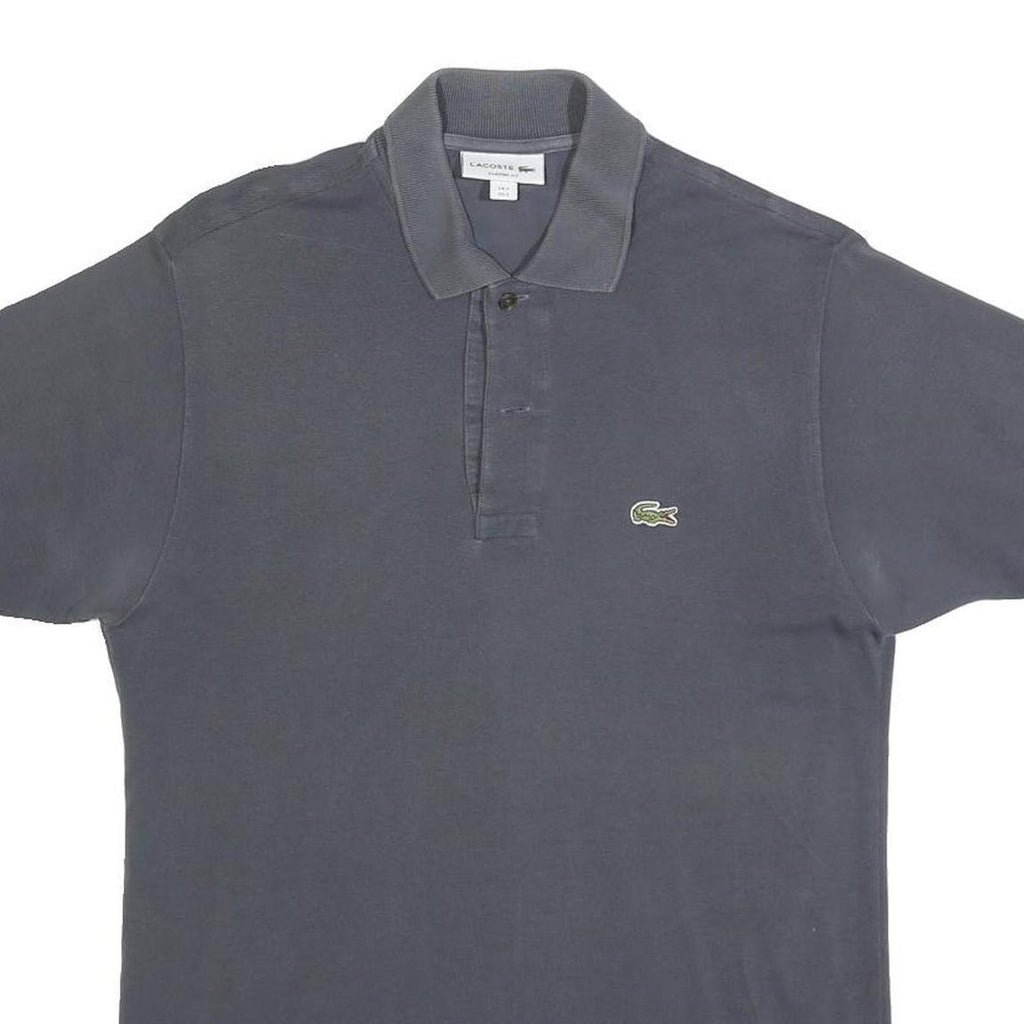 LACOSTE Mens Grey Short Sleeve Plain Polo Shirt S Classic Cotton Crocodile Logo