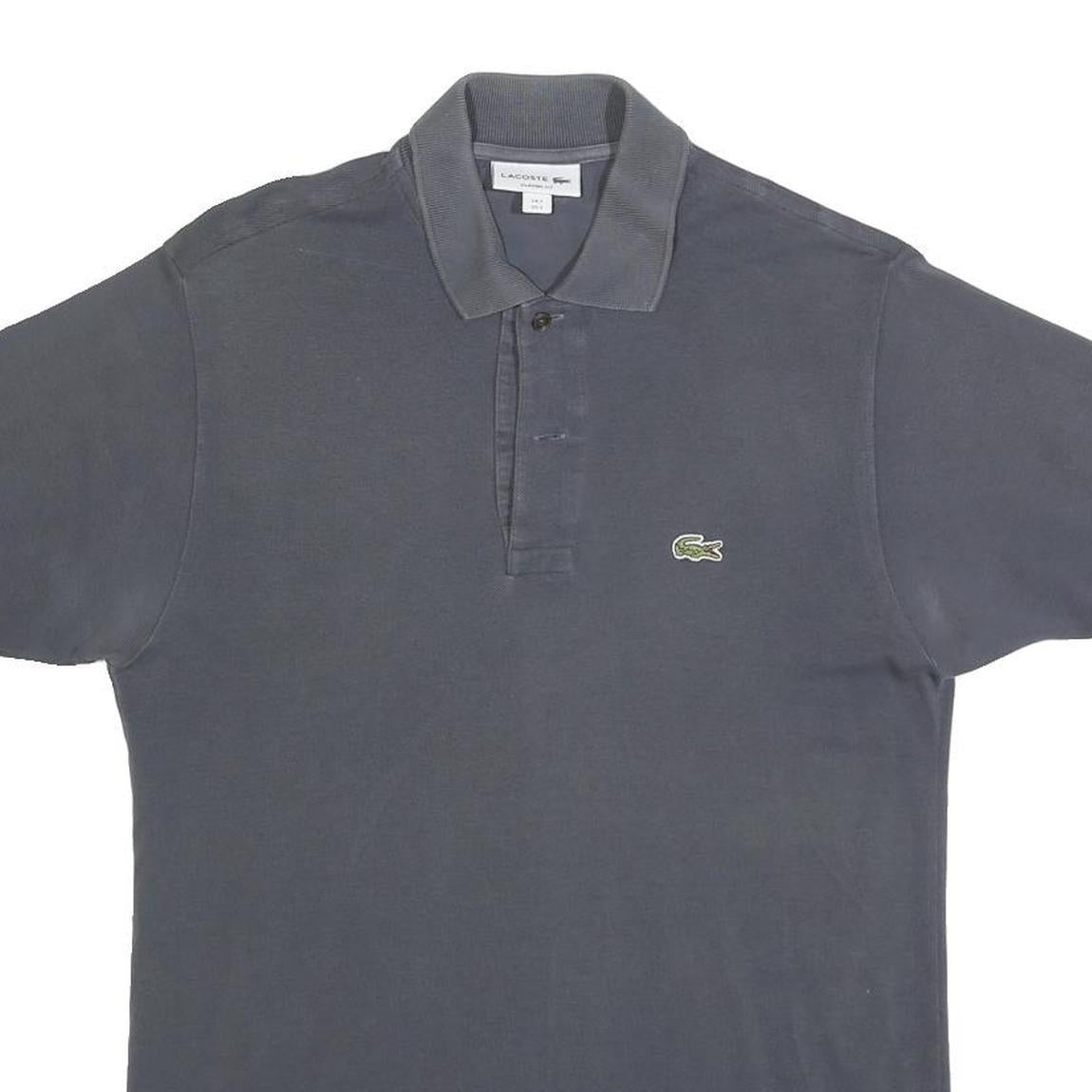 LACOSTE Mens Grey Short Sleeve Plain Polo Shirt S Classic Cotton Crocodile Logo