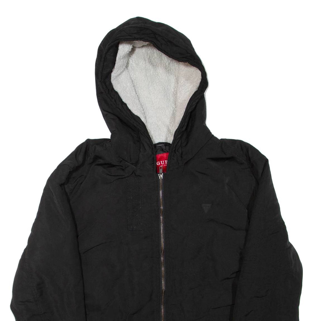 GUESS Mens Jacket Black Hooded 2XL