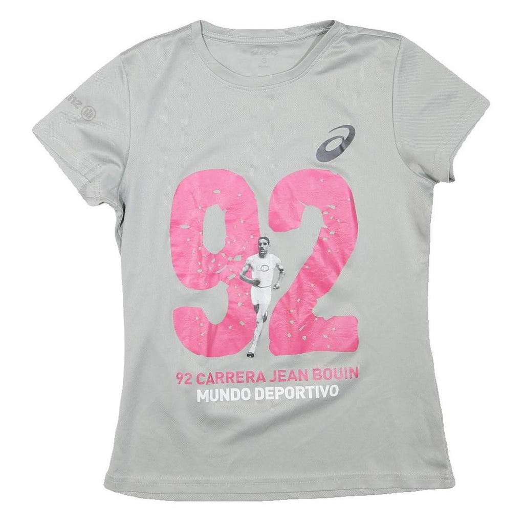ASICS Womens Grey T-Shirt S Short Sleeve Crew Neck 92 Carrera Jean Bouin Mundo