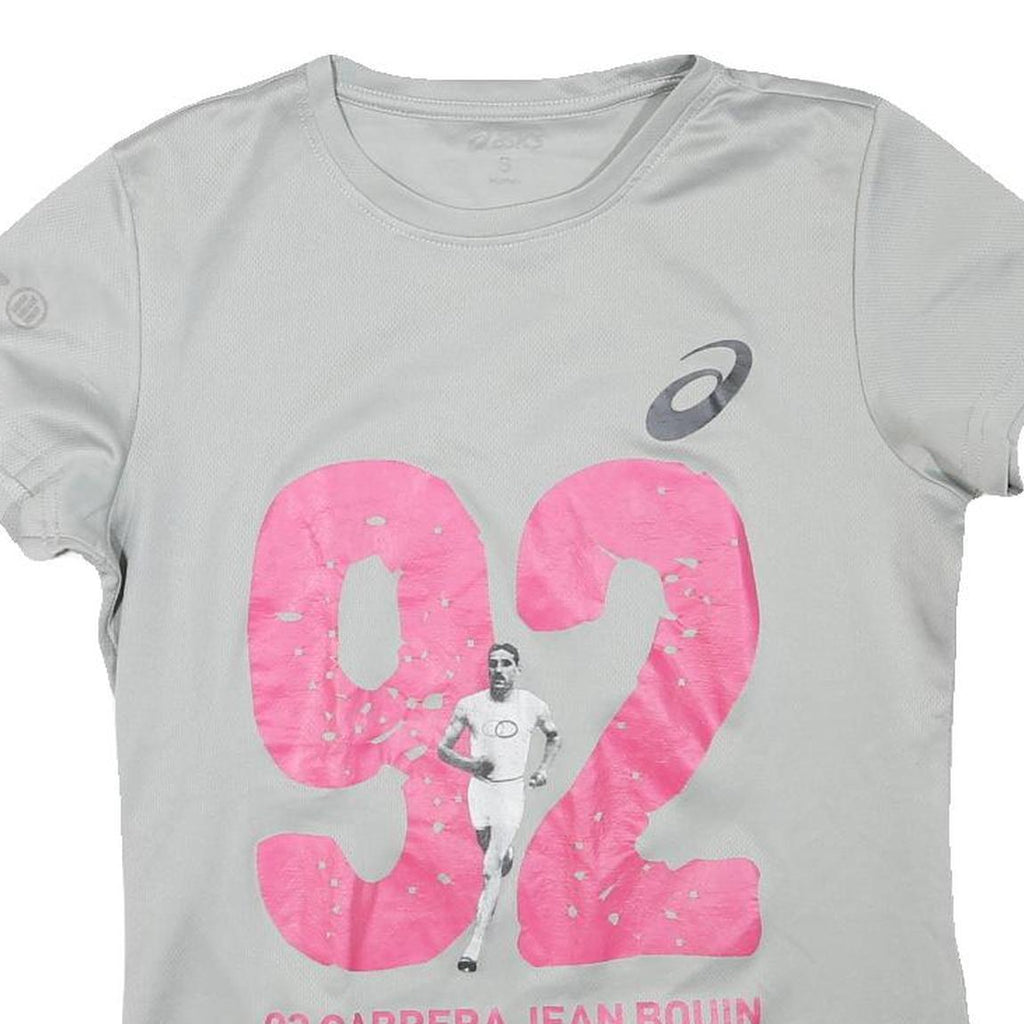 ASICS Womens Grey T-Shirt S Short Sleeve Crew Neck 92 Carrera Jean Bouin Mundo