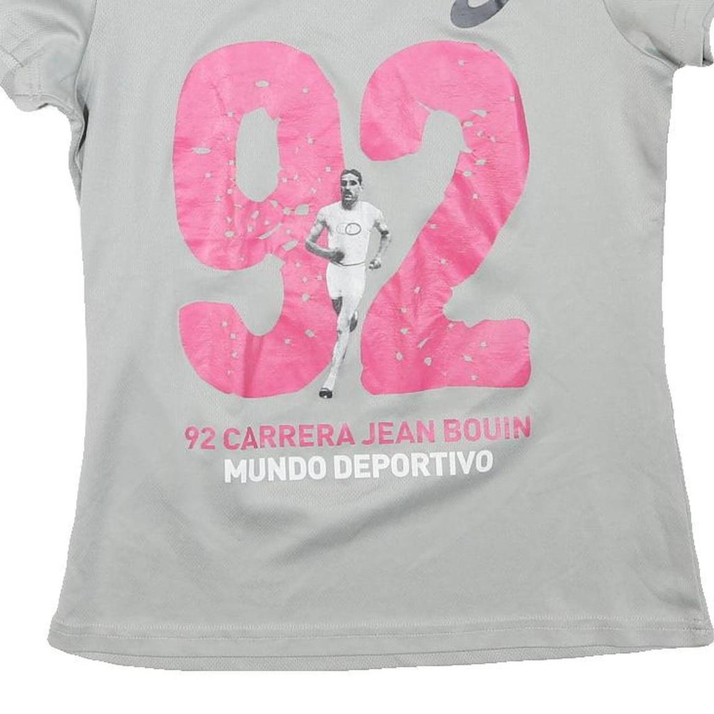 ASICS Womens Grey T-Shirt S Short Sleeve Crew Neck 92 Carrera Jean Bouin Mundo