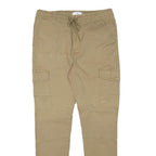 RR Mens Cotton Blend Beige Slim Cargo Trousers W28 L27 Drawstring Waist Casual