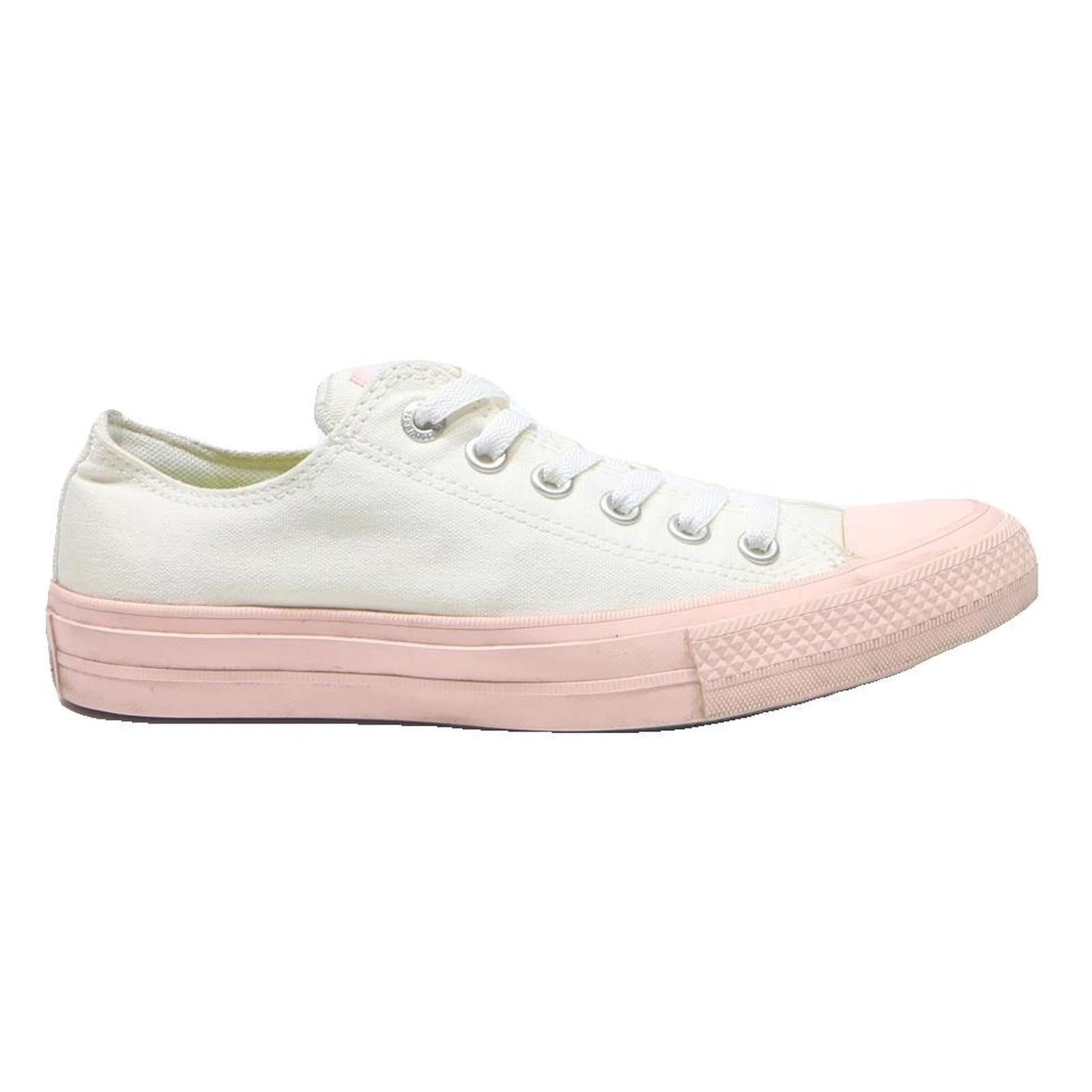 CONVERSE Chuck Taylor All Star Womens Low Top Trainers White & Pink Canvas UK