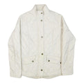 BARBOUR Womens White Outdoor Jacket UK 14 Polyester Blend Woven Plain Button