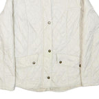 BARBOUR Womens White Outdoor Jacket UK 14 Polyester Blend Woven Plain Button